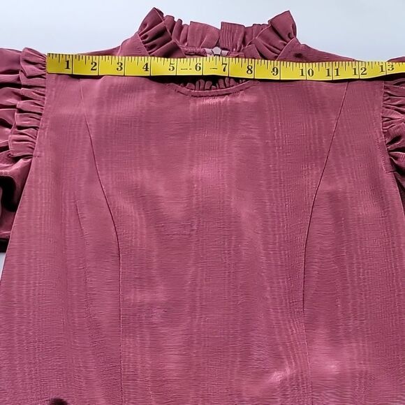 Batsheva Short Sleeve Prairie Dress In Raspberry Morie - Picture 8 of 13